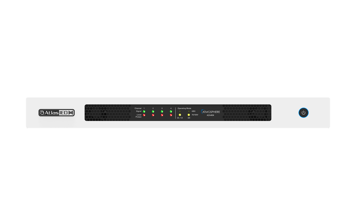 AtlasIED AZA404 Four-Channel Amplifier – 100W per Channel with DSP & Dante Option