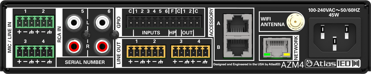 AtlasIED Atmosphere AZM4 – 4-Zone Audio Processor with DSP & Wi-Fi Control