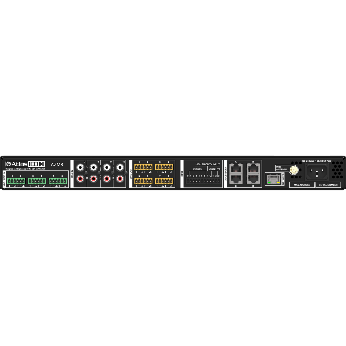 AtlasIED Atmosphere AZM8 – 8-Zone DSP Audio Processor with Wi-Fi & Ethernet Control