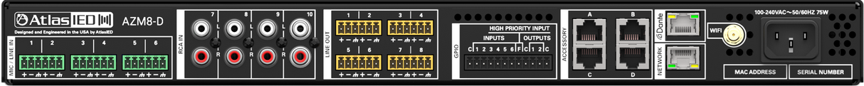 AtlasIED AZM8-D 8-Zone Audio Processor – DSP Control, Dante, Wi-Fi & Ethernet