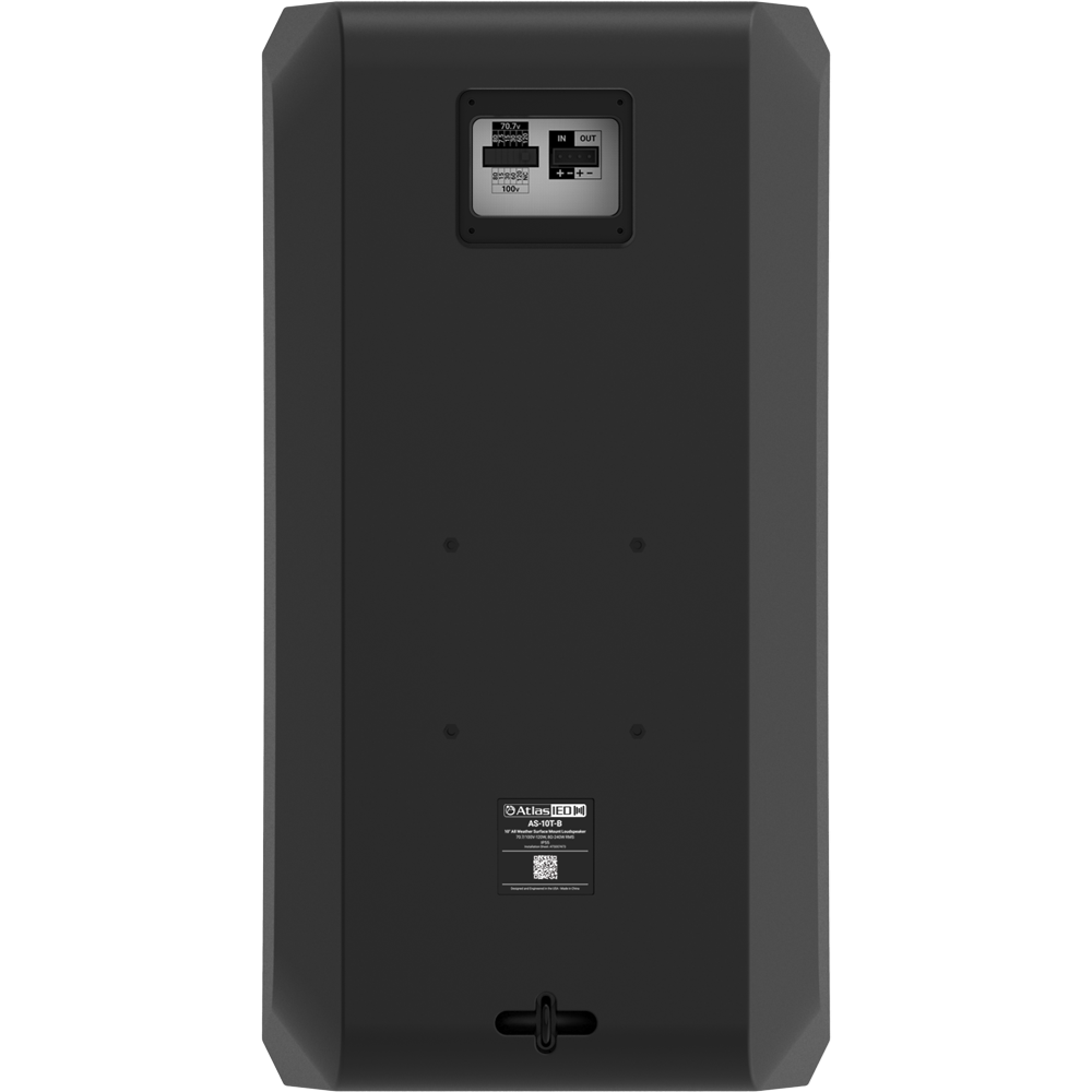 AtlasIED AS-10T-B – 10" AS Series Surface Mount Speaker, Black (70V/100V/8Ω, IP55 Rated)