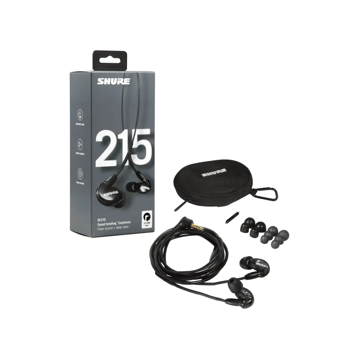 Shure Shure SE215 Sound-Isolating In-Ear Monitors – Black Headphones – Image 2