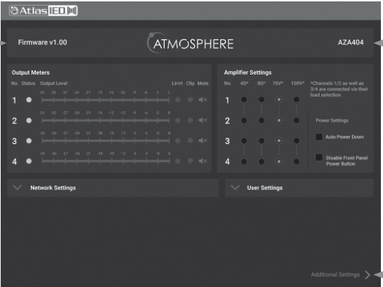 AtlasIED AZA804 Four-Channel Amplifier – 200W per Channel with DSP & Dante Option