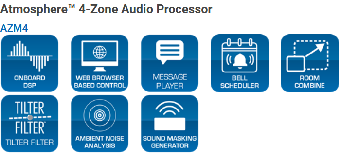 AtlasIED Atmosphere AZM4 – 4-Zone Audio Processor with DSP & Wi-Fi Control