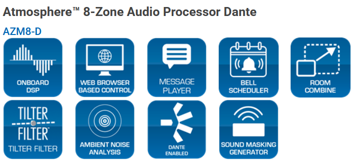 AtlasIED AZM8-D 8-Zone Audio Processor – DSP Control, Dante, Wi-Fi & Ethernet
