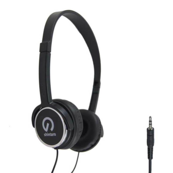 Shintaro SH-KHBLK on-ear headphones with 3.5mm audio plug.