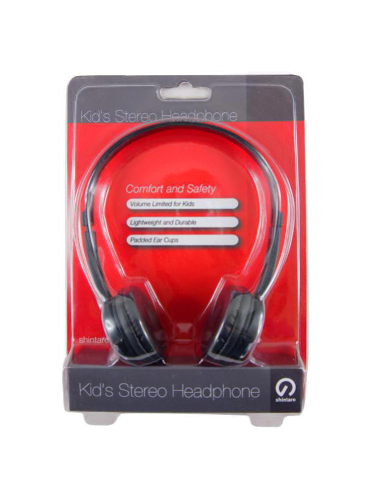 Shintaro SH-KHBLK kids’ stereo headphones in retail packaging.