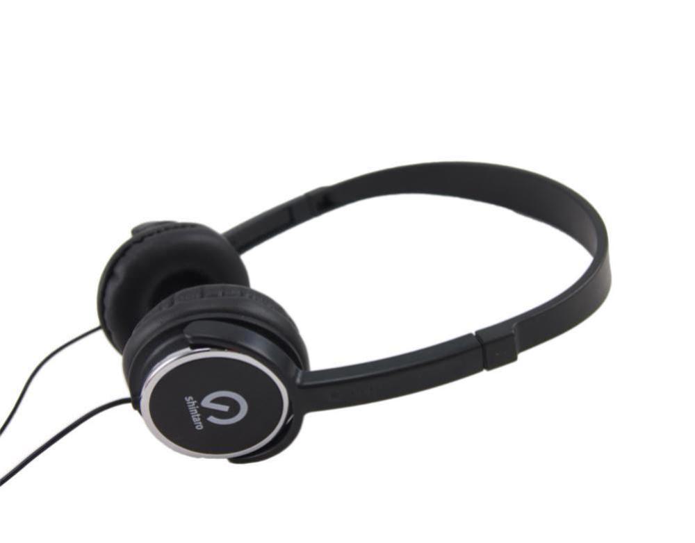 Shintaro SH-KHBLK on-ear stereo headphones with 3.5mm audio plug.