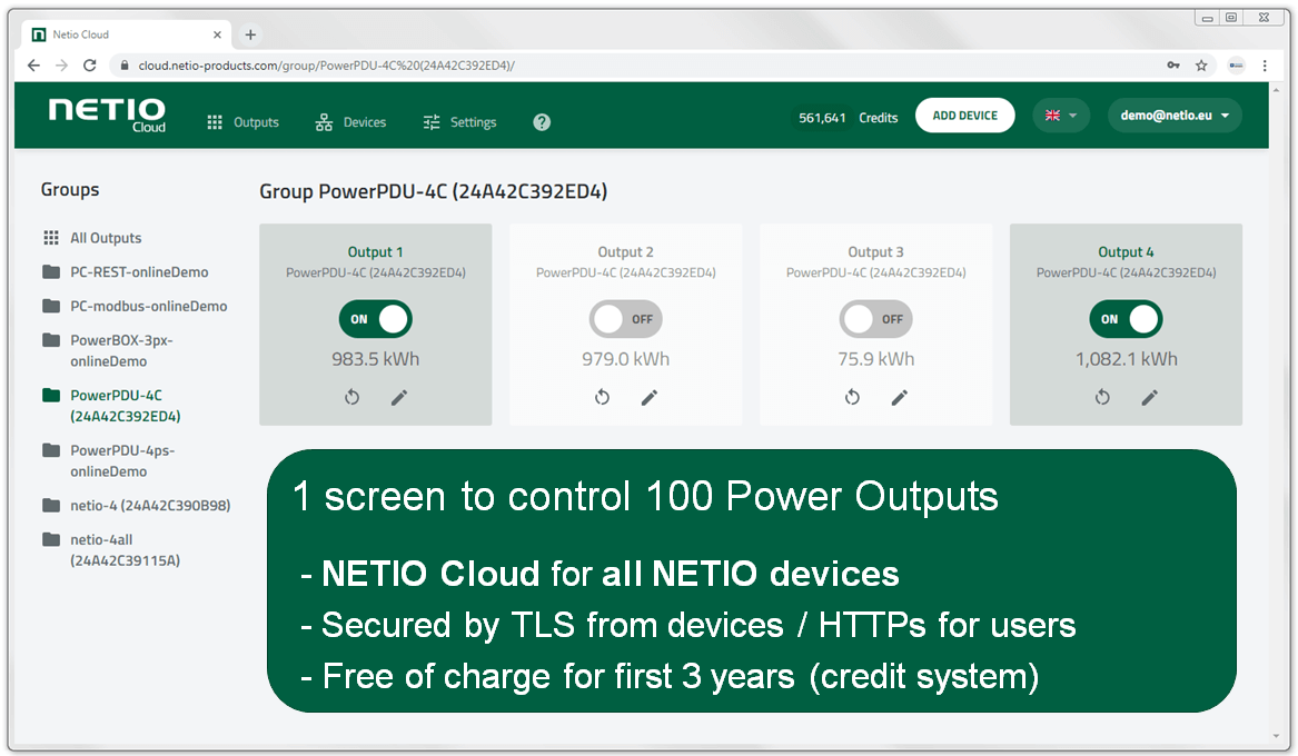 NETIO PowerPDU 4PS 4-Outlet IP-Controlled PDU (Desktop)