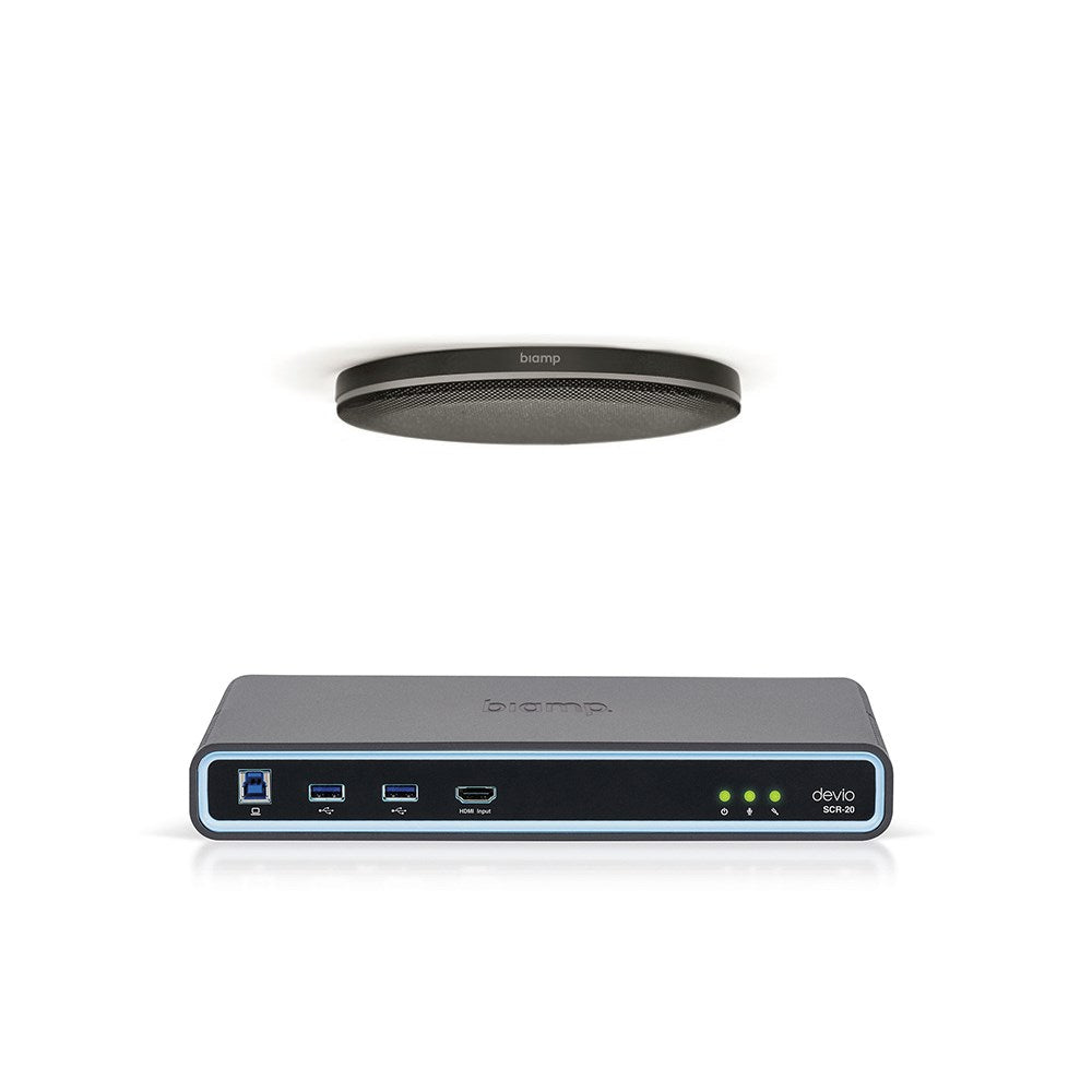 Biamp Devio SCR-20CX Conferencing Hub + Parlé Ceiling Mic - Black Unified Communications