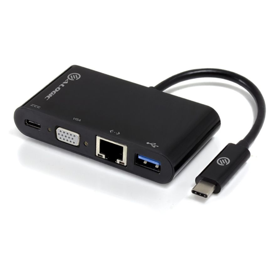 Alogic ALOGIC USB-C MultiPort Adapter with VGA/USB 3.0/Gigabit Ethernet/USB-C with Power Delivery (60W) Cables/Adapters