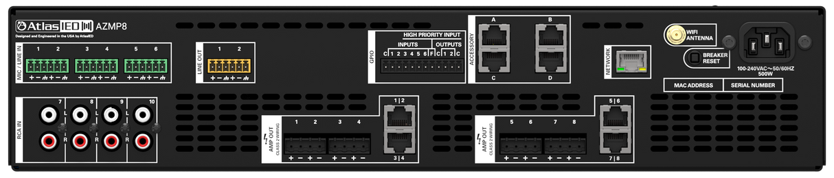 AtlasIED AZMP8 8-Zone DSP Processor – 1200W Powered Audio Control System