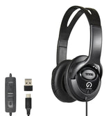 Shintaro USB-C Over-Ear Headset – In-Line Mic, Volume Control, USB-A Adapter, 40mm Drivers