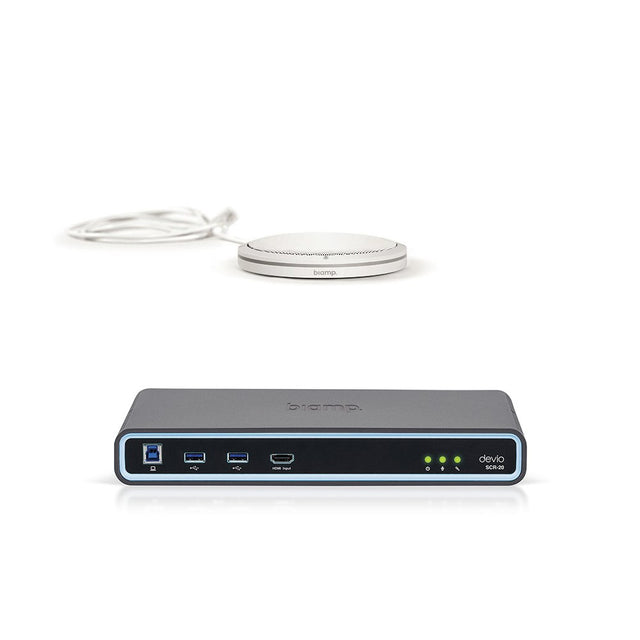 Biamp Devio SCR-20TX Conferencing Hub + Parlé Tabletop Mic - White Unified Communications