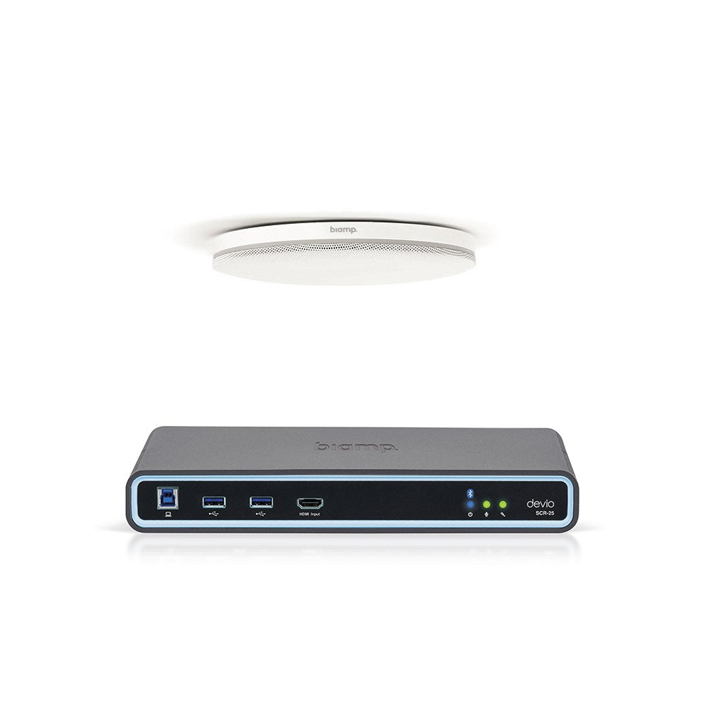Biamp Devio SCR-25CX Conferencing Hub + Parlé Ceiling Mic - White Unified Communications