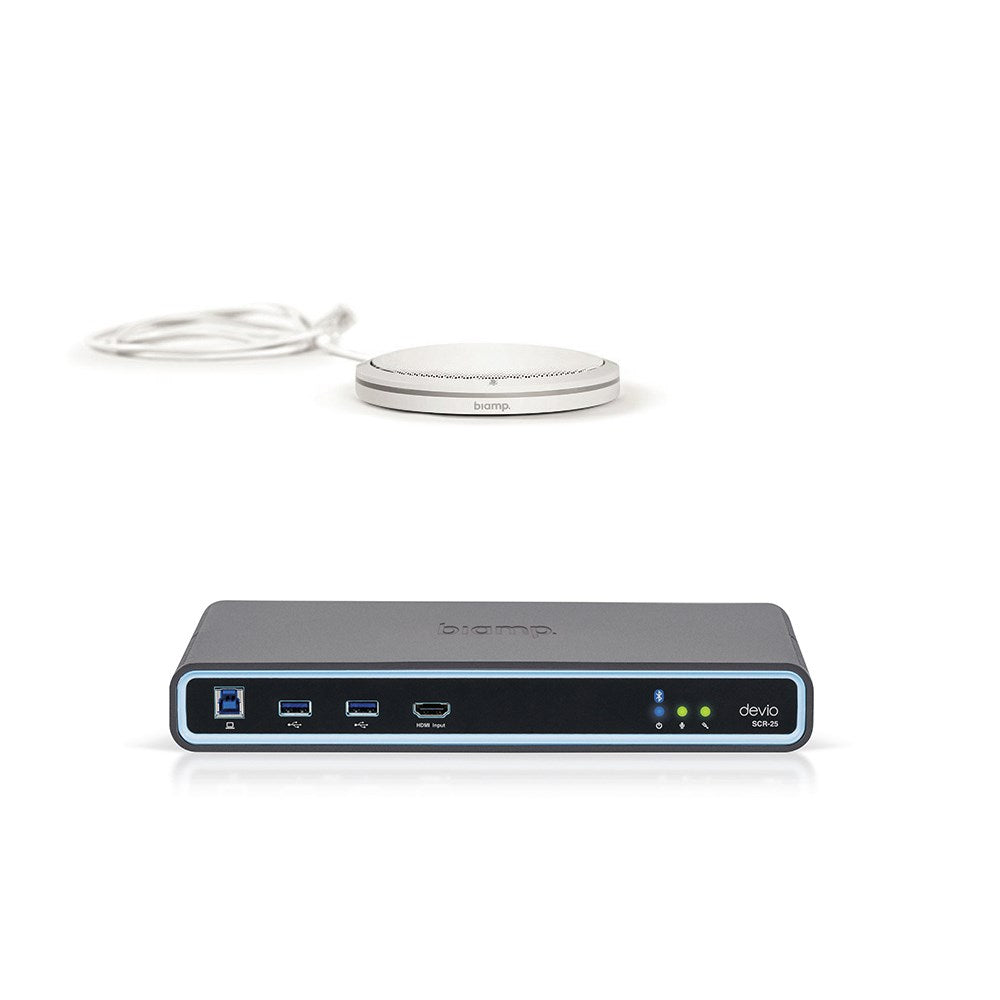 Biamp Devio SCR-25TX Conferencing Hub + Parlé Tabletop Mic - White Unified Communications
