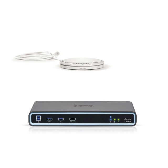 Biamp Devio SCR-25TX Conferencing Hub + Parlé Tabletop Mic - White Unified Communications