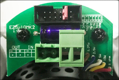 Connector panel of the EZS-10MK2 ceiling speaker showing input and output terminals.