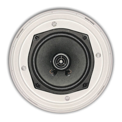 inDESIGN EZ5-10MK2 ceiling speaker with white frame and black driver.