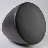 Angled close-up view of the black EZP-6020BBK pendant ceiling speaker grille.