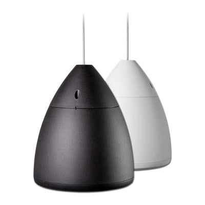 Black and white EZP-6020BK pendant ceiling speakers shown side by side.